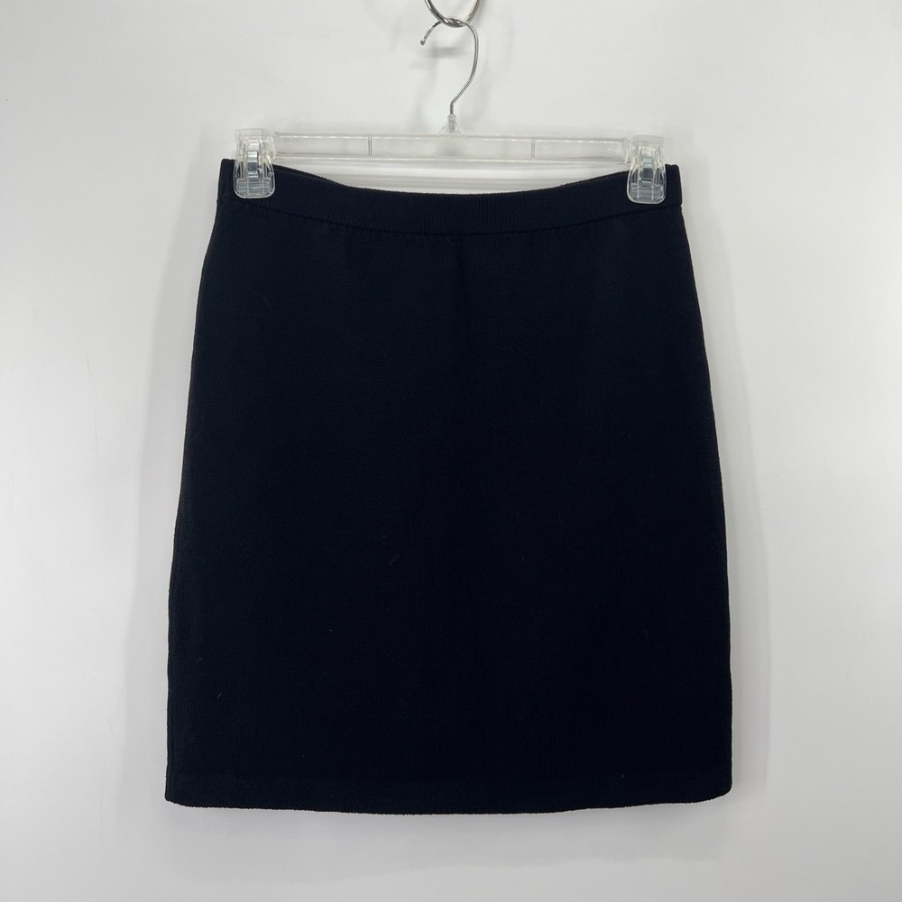 St John Santana Knit Skirt Womens 4 Black Old Money Siren